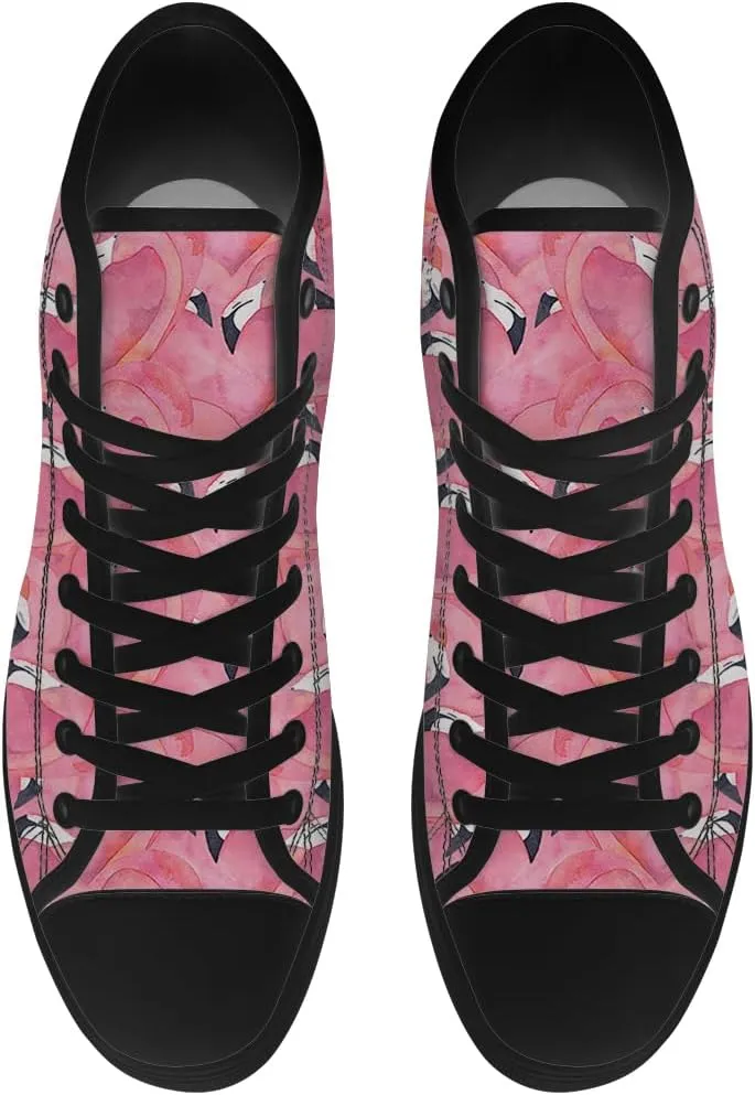 Women's Men's Flamingo High Top Canvas Shoes High Top Sneakers Lace Up Casual Shoes Gifts for Men Women