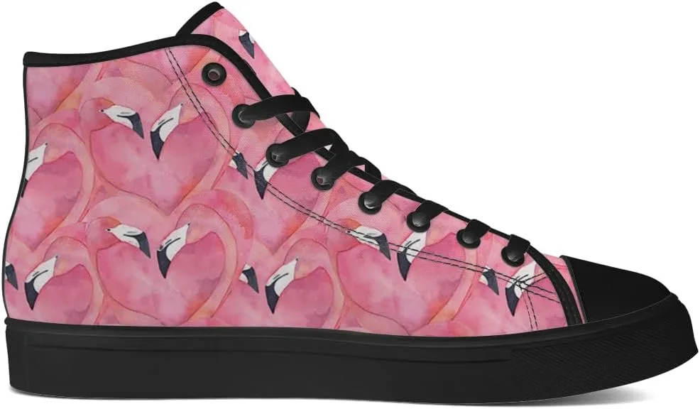 Women's Men's Flamingo High Top Canvas Shoes High Top Sneakers Lace Up Casual Shoes Gifts for Men Women