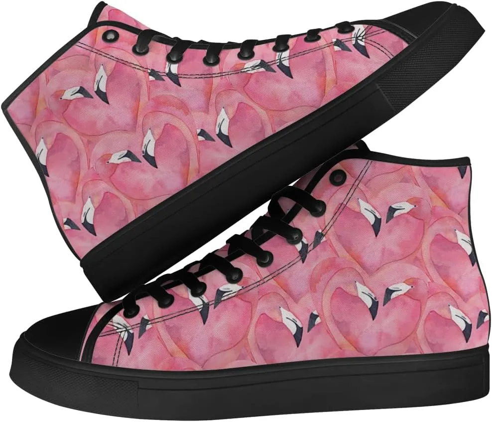 Women's Men's Flamingo High Top Canvas Shoes High Top Sneakers Lace Up Casual Shoes Gifts for Men Women