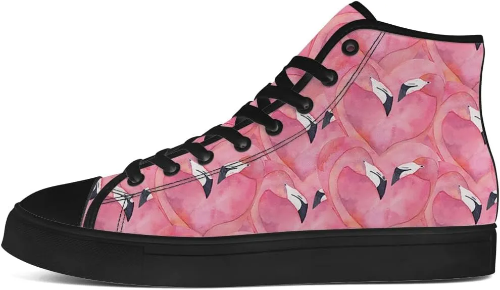 Women's Men's Flamingo High Top Canvas Shoes High Top Sneakers Lace Up Casual Shoes Gifts for Men Women