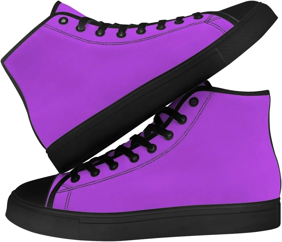 Women's Men's High Top Canvas Shoes Purple High Top Sneakers Lace Up Casual Shoes Gifts for Men Women