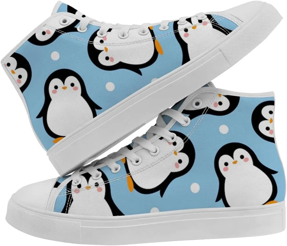Women's Men's Penguin High Top Shoes High Top Sneakers Lace Up Canvas Shoes Gifts for Boyfriend Girlfriend