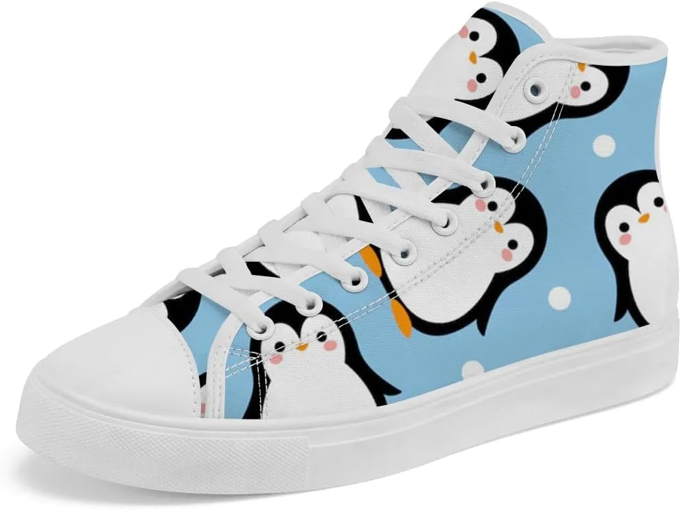 Women's Men's Penguin High Top Shoes High Top Sneakers Lace Up Canvas Shoes Gifts for Boyfriend Girlfriend