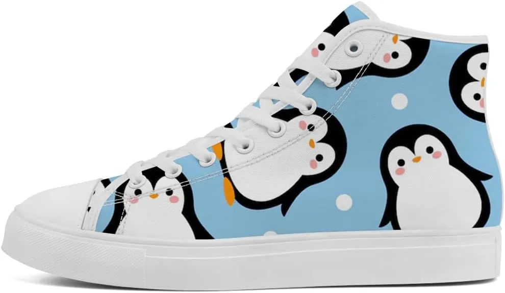 Women's Men's Penguin High Top Shoes High Top Sneakers Lace Up Canvas Shoes Gifts for Boyfriend Girlfriend