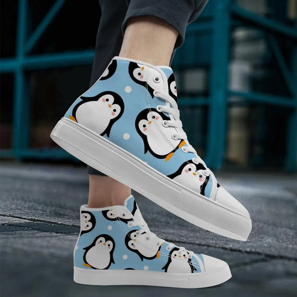 Women's Men's Penguin High Top Shoes High Top Sneakers Lace Up Canvas Shoes Gifts for Boyfriend Girlfriend