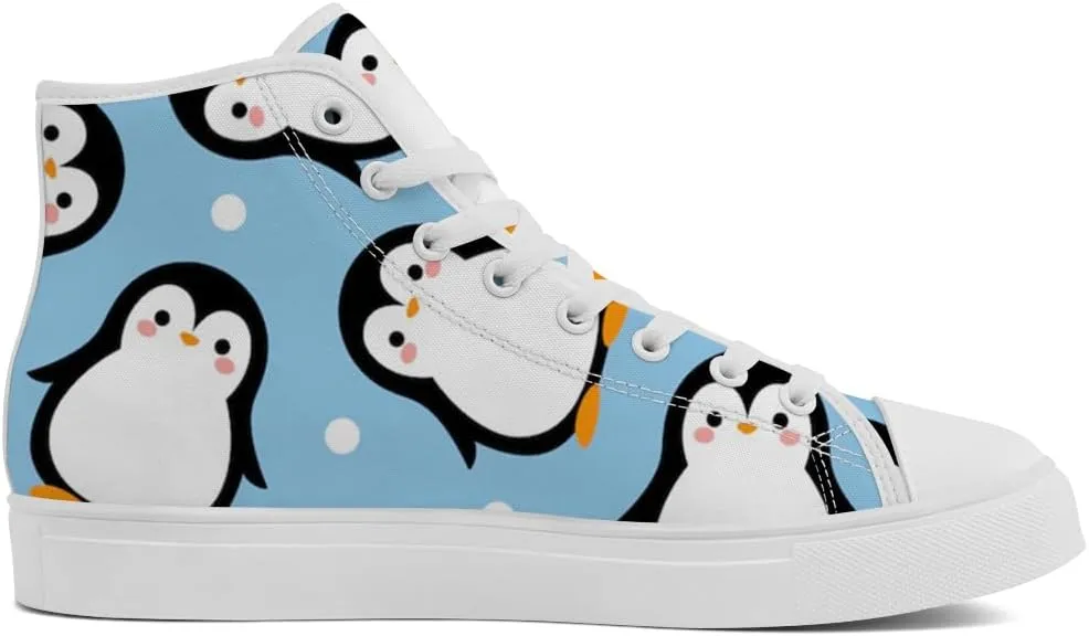 Women's Men's Penguin High Top Shoes High Top Sneakers Lace Up Canvas Shoes Gifts for Boyfriend Girlfriend