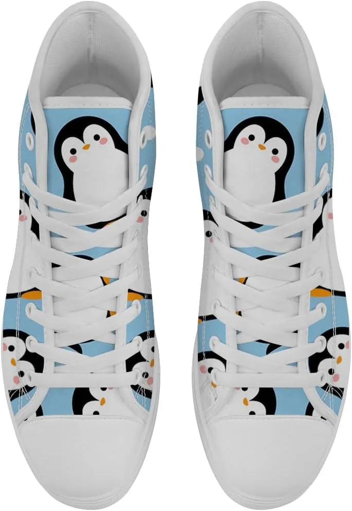 Women's Men's Penguin High Top Shoes High Top Sneakers Lace Up Canvas Shoes Gifts for Boyfriend Girlfriend