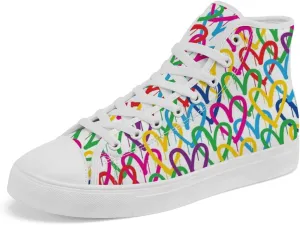 Women's Men's Rainbow High Top Sneakers LGBT High Top Canvas Shoes Lace Up Casual Shoes Gifts for Boyfriend Girlfriend