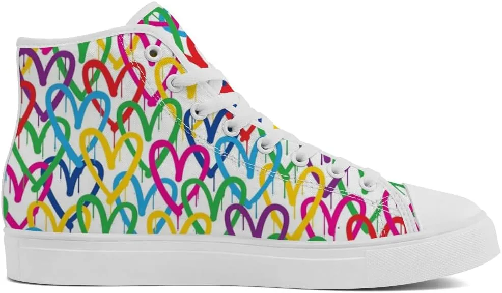 Women's Men's Rainbow High Top Sneakers LGBT High Top Canvas Shoes Lace Up Casual Shoes Gifts for Boyfriend Girlfriend