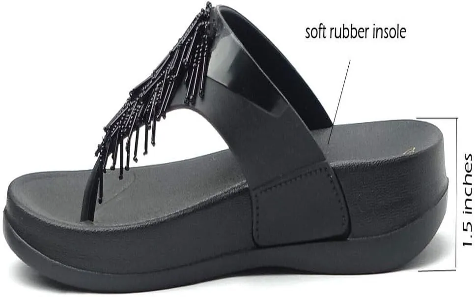 Women's Midsole Sandals Beaded Flip Flop.