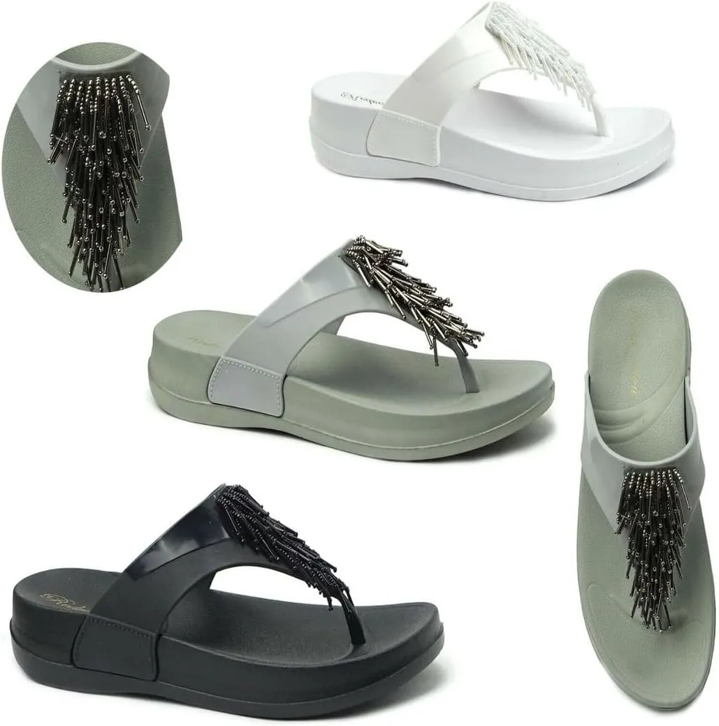 Women's Midsole Sandals Beaded Flip Flop.
