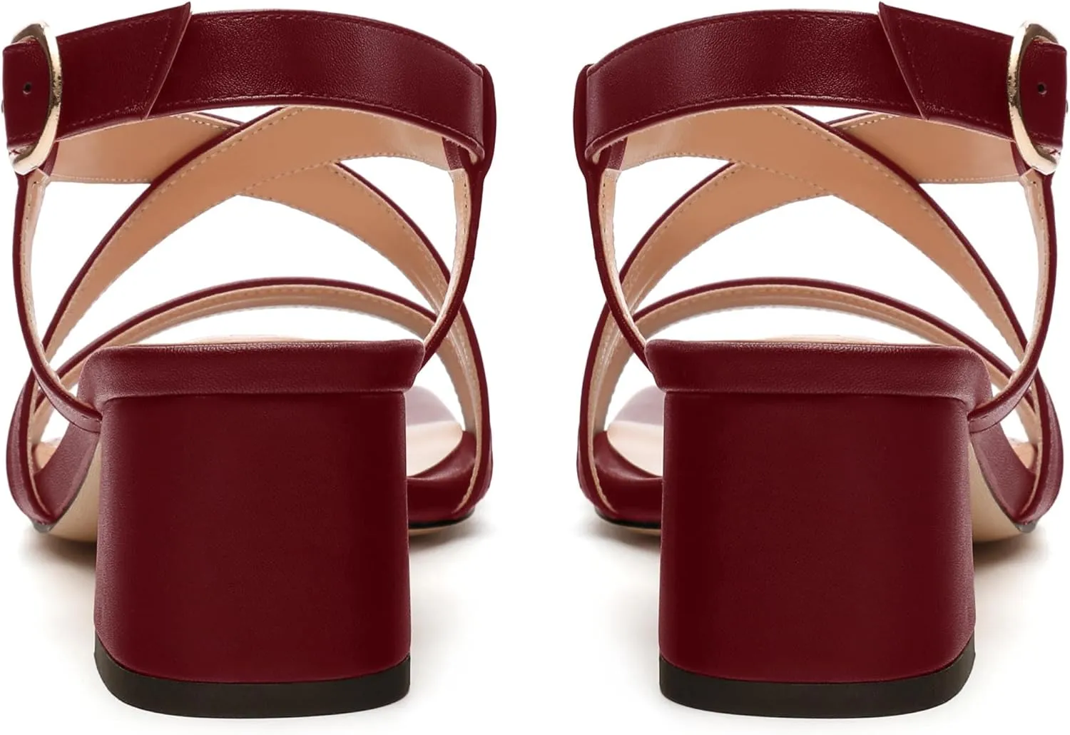 Womens Sandals Buckle Adjustable Strap Square Open Toe Chunky Heels Fashion Solid Matte Sandals