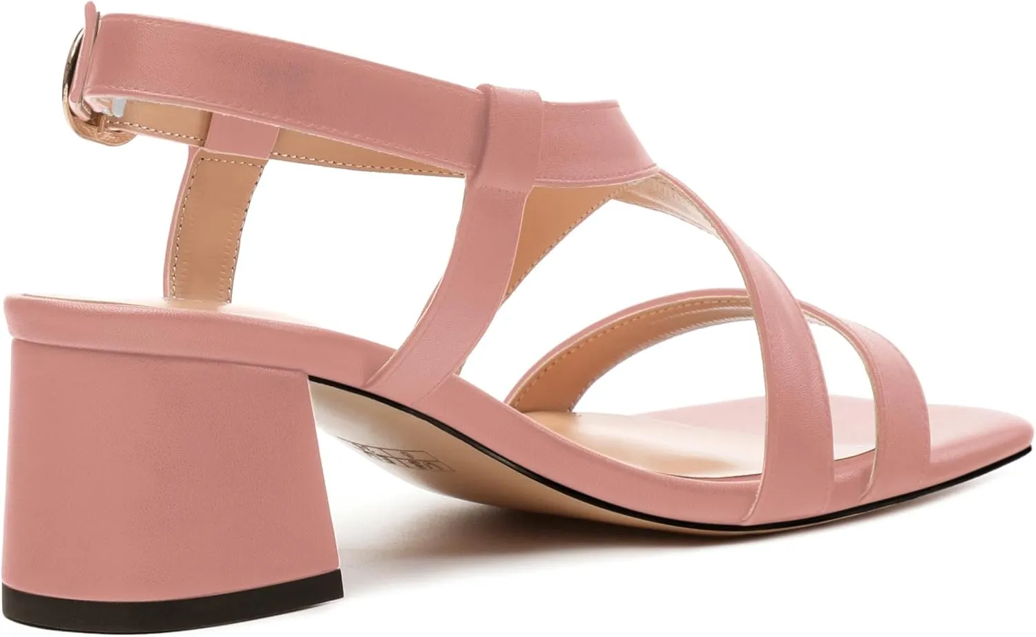 Womens Sandals Buckle Adjustable Strap Square Open Toe Chunky Heels Fashion Solid Matte Sandals