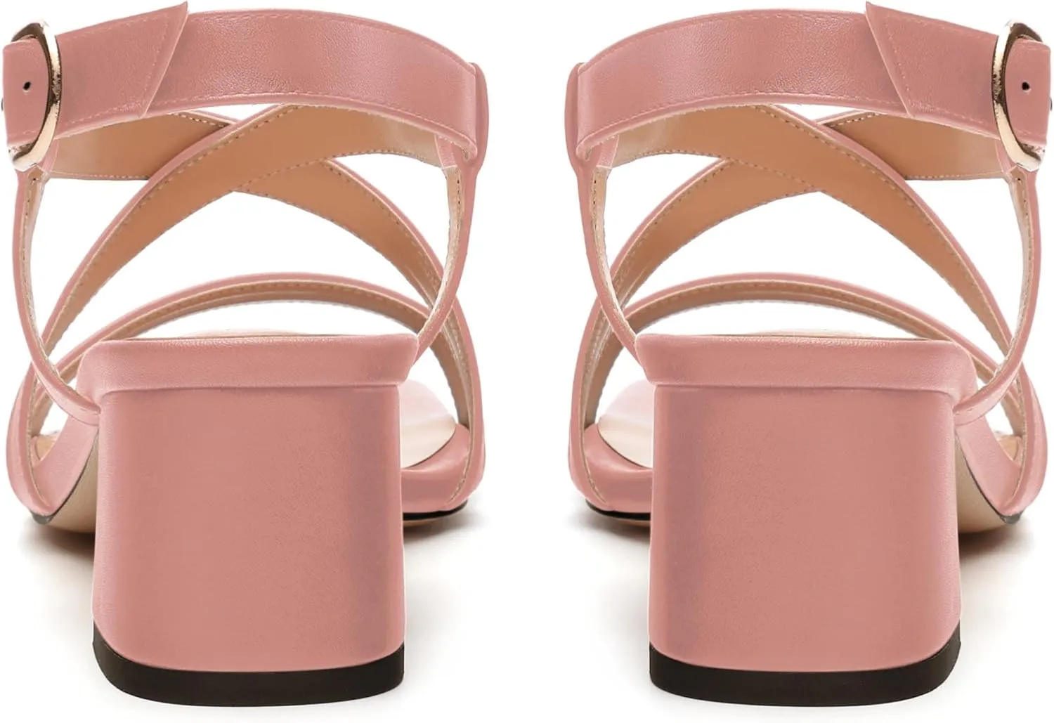 Womens Sandals Buckle Adjustable Strap Square Open Toe Chunky Heels Fashion Solid Matte Sandals
