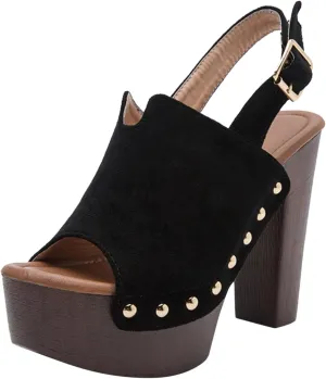 Womens Sandals Open Toe Platform Sandals Buckle Adjustable Strap Heeled Sandals Fashion Womens Dress Sandals