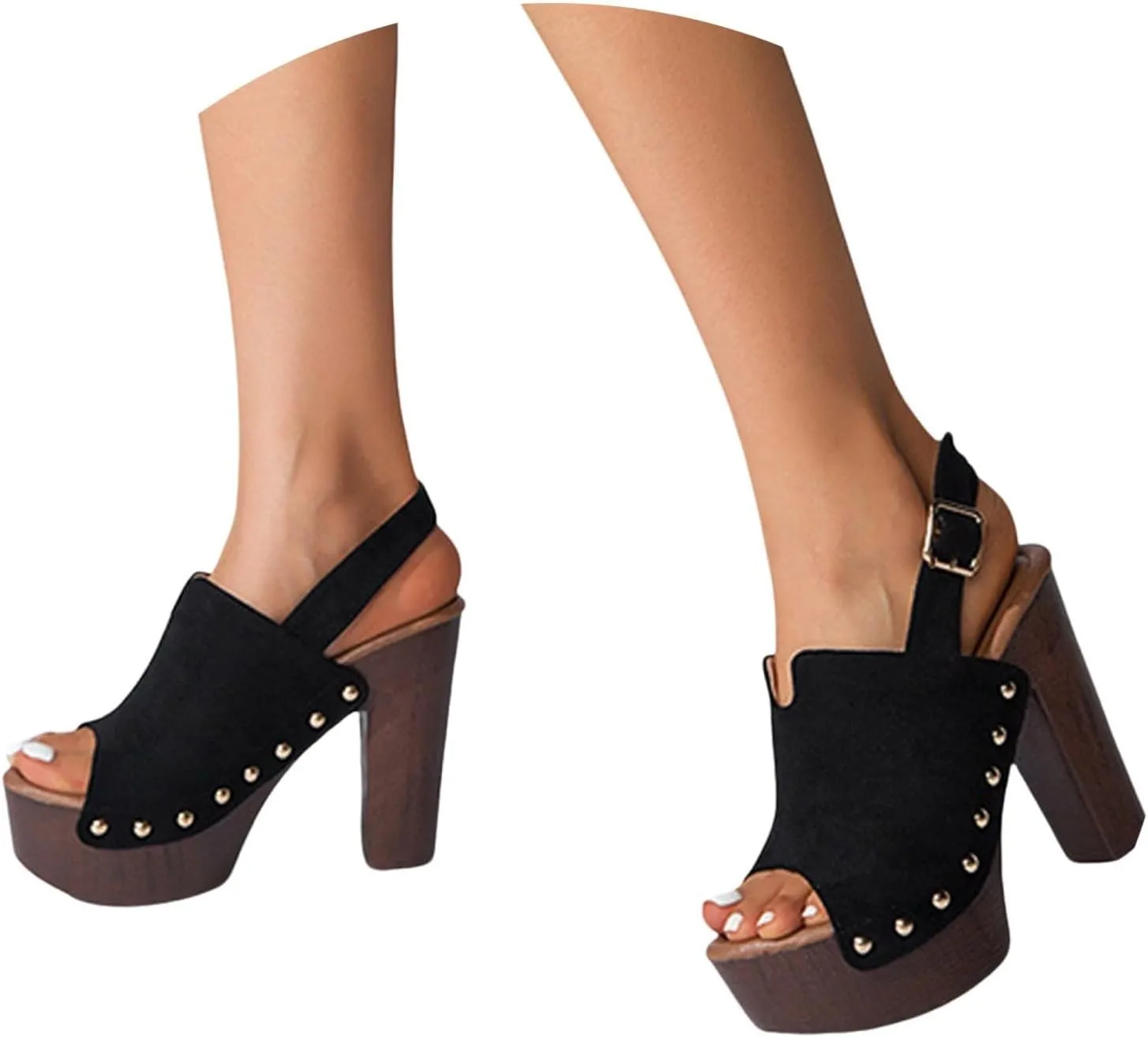 Womens Sandals Open Toe Platform Sandals Buckle Adjustable Strap Heeled Sandals Fashion Womens Dress Sandals