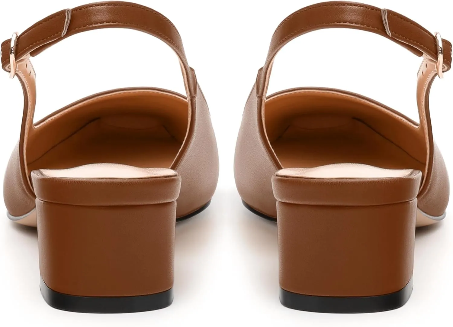 Womens Sqaure Toe Block Heel Slingback Pumps