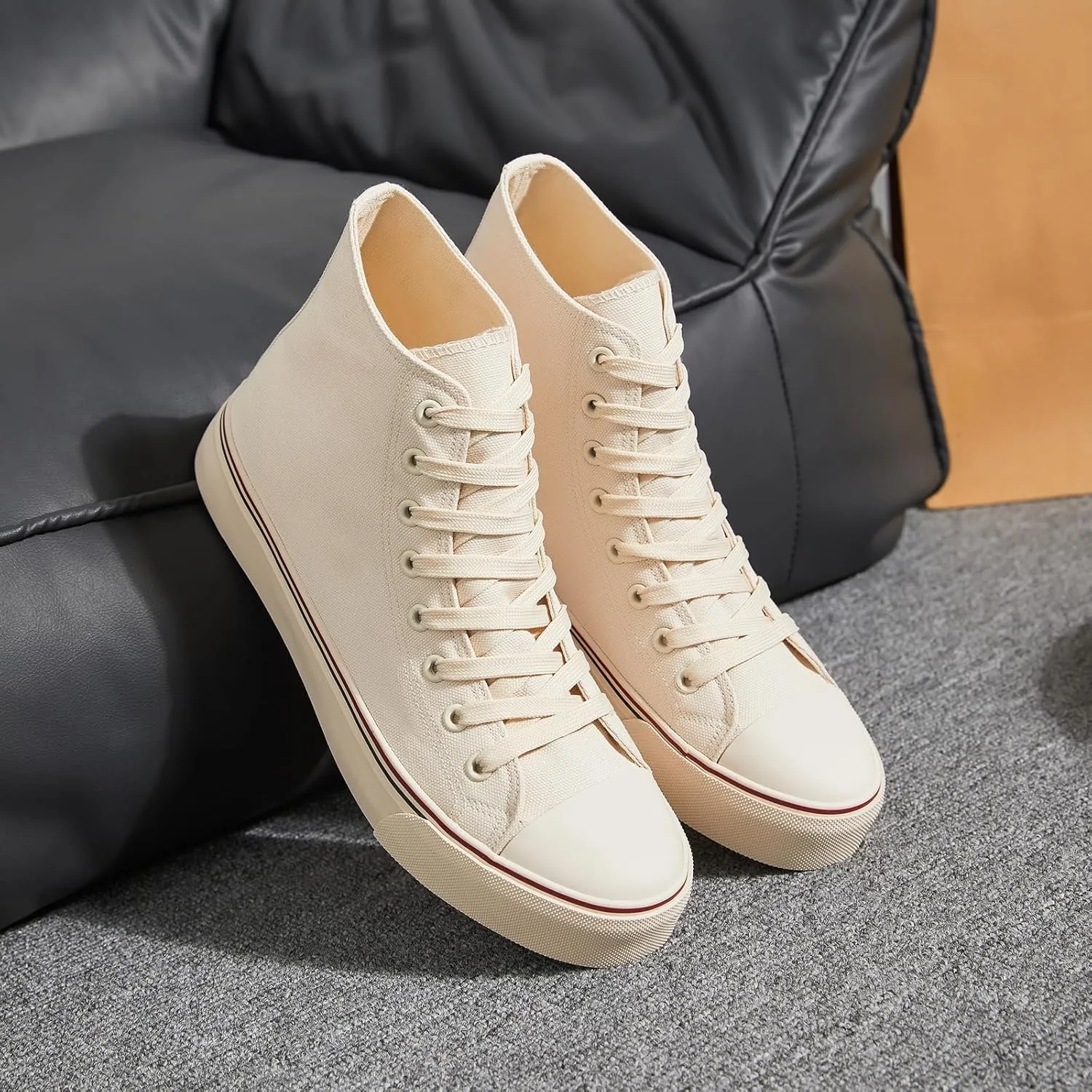 yageyan Mens High Top Canvas Sneakers Fashion Lace up Walking Shoes Casual Classic