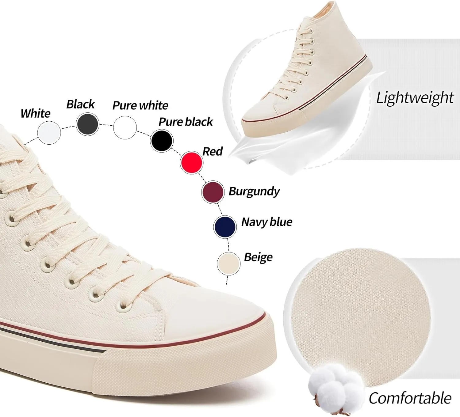 yageyan Mens High Top Canvas Sneakers Fashion Lace up Walking Shoes Casual Classic