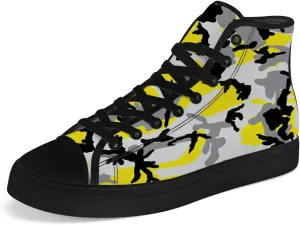 Yellow Camouflage High Top Canvas Shoes Camo High Top Sneakers Lace Up Casual Shoes Gifts for Men Women