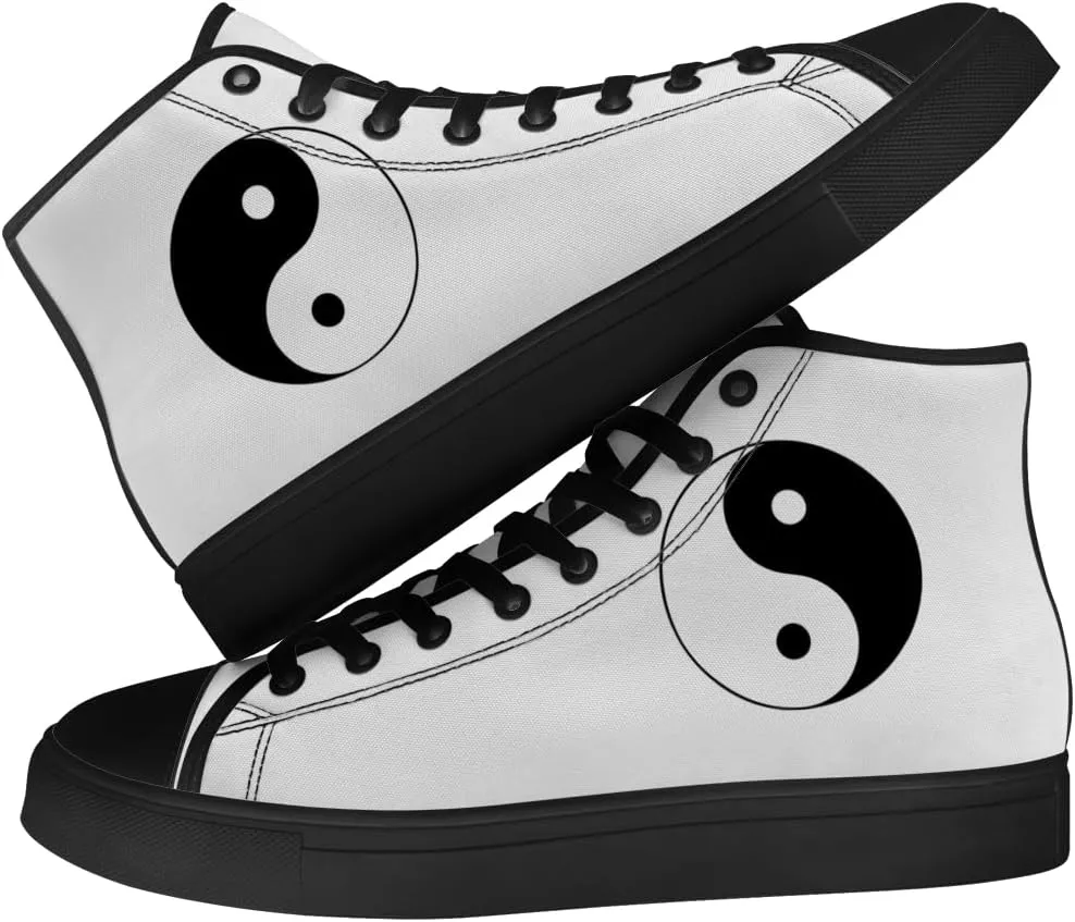 Yin and Yang High Top Canvas Shoes High Top Sneakers Lace Up Casual Shoes Gifts for Men Women